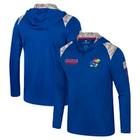 Men's Colosseum Royal Kansas Jayhawks OHT Military Appreciation Quarter-Zip Hoodie Jacket