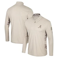 Men's Colosseum Natural Alabama Crimson Tide OHT Military Appreciation Quarter-Zip Jacket