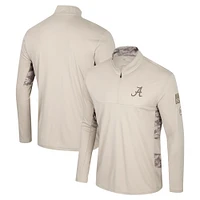 Men's Colosseum Natural Alabama Crimson Tide OHT Military Appreciation Quarter-Zip Jacket