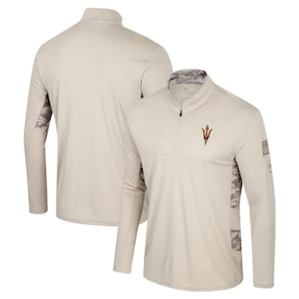 Men's Colosseum Natural Arizona State Sun Devils OHT Military Appreciation Quarter-Zip Jacket