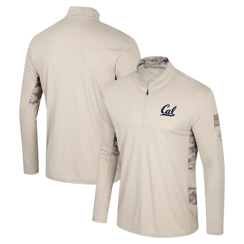 Men's Colosseum Natural Cal Bears OHT Military Appreciation Quarter-Zip Jacket