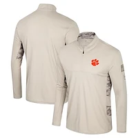 Men's Colosseum Natural Clemson Tigers OHT Military Appreciation Quarter-Zip Jacket