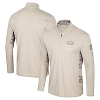 Men's Colosseum Natural Florida Gators OHT Military Appreciation Quarter-Zip Jacket