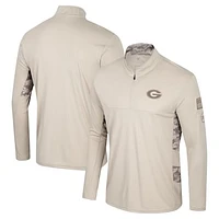 Men's Colosseum Natural Georgia Bulldogs OHT Military Appreciation Quarter-Zip Jacket