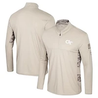 Men's Colosseum Natural Georgia Tech Yellow Jackets OHT Military Appreciation Quarter-Zip Jacket