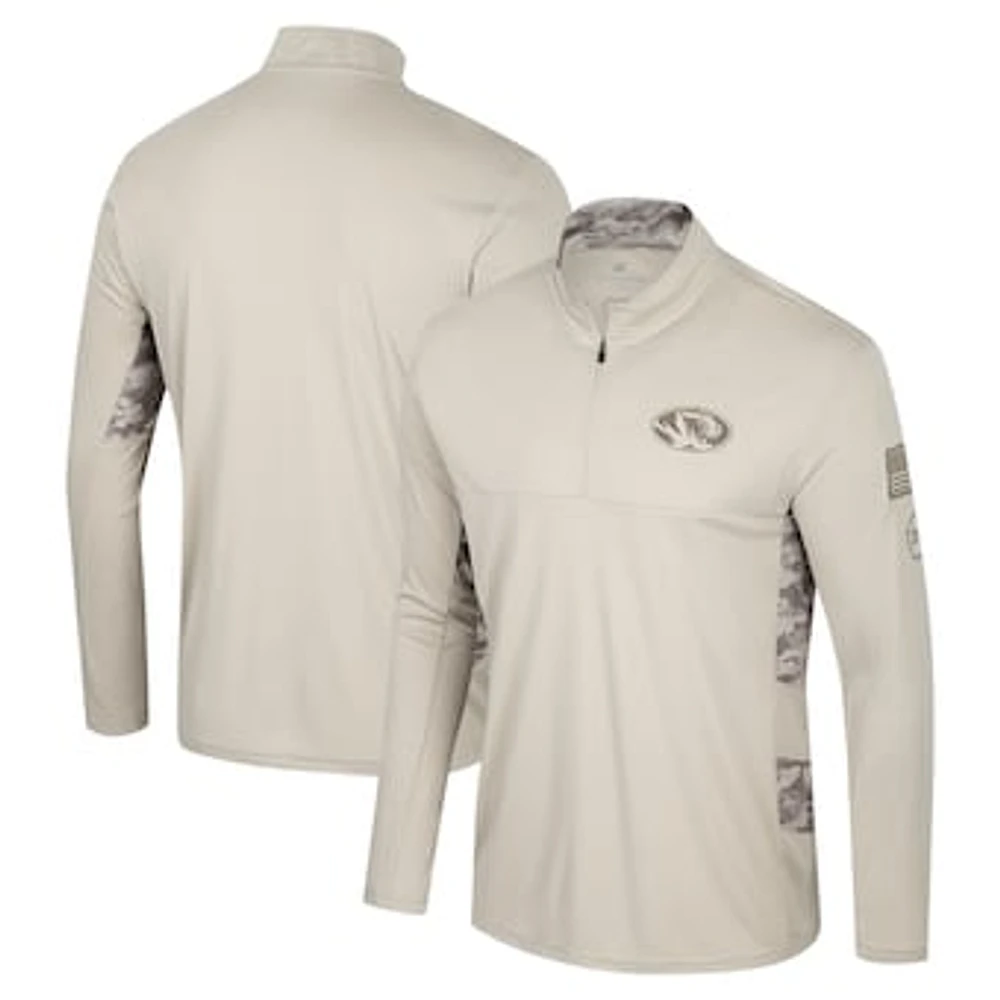 Men's Colosseum Natural Missouri Tigers OHT Military Appreciation Quarter-Zip Jacket