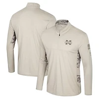 Men's Colosseum Natural Mississippi State Bulldogs OHT Military Appreciation Quarter-Zip Jacket