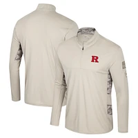 Men's Colosseum Natural Rutgers Scarlet Knights OHT Military Appreciation Quarter-Zip Jacket