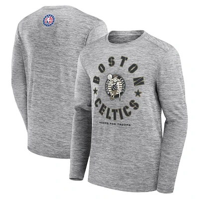 Men's Fanatics Heather Gray Boston Celtics NBA Hoops for Troops Long Sleeve T-Shirt