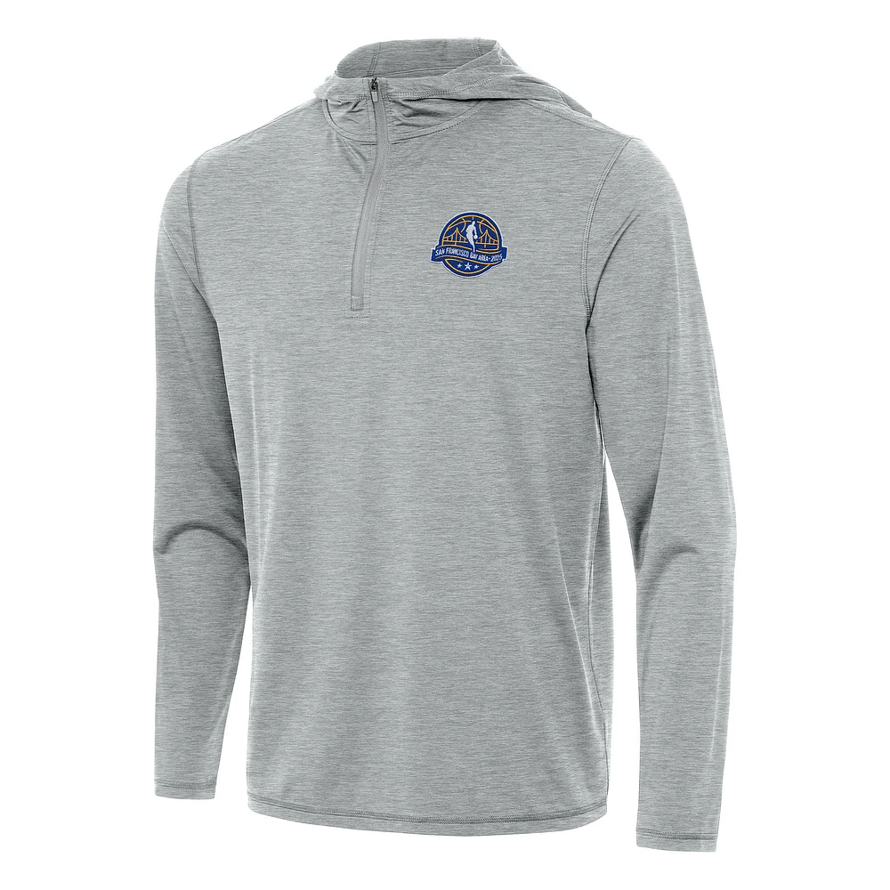 Men's Antigua Heather Gray 2025 NBA All-Star Game Tidy Quarter-Zip Hoodie