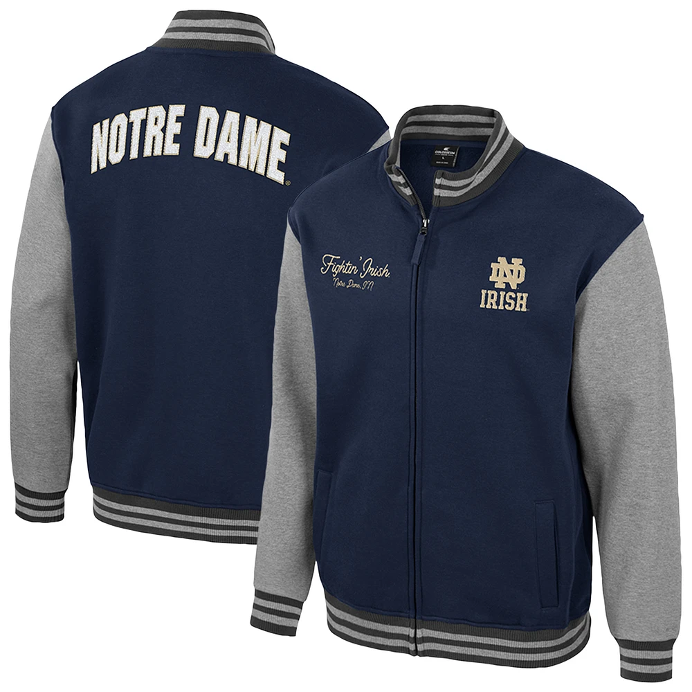 Men's Colosseum  Navy Notre Dame Fighting Irish Ambi-Turner Full-Zip Varsity Jacket