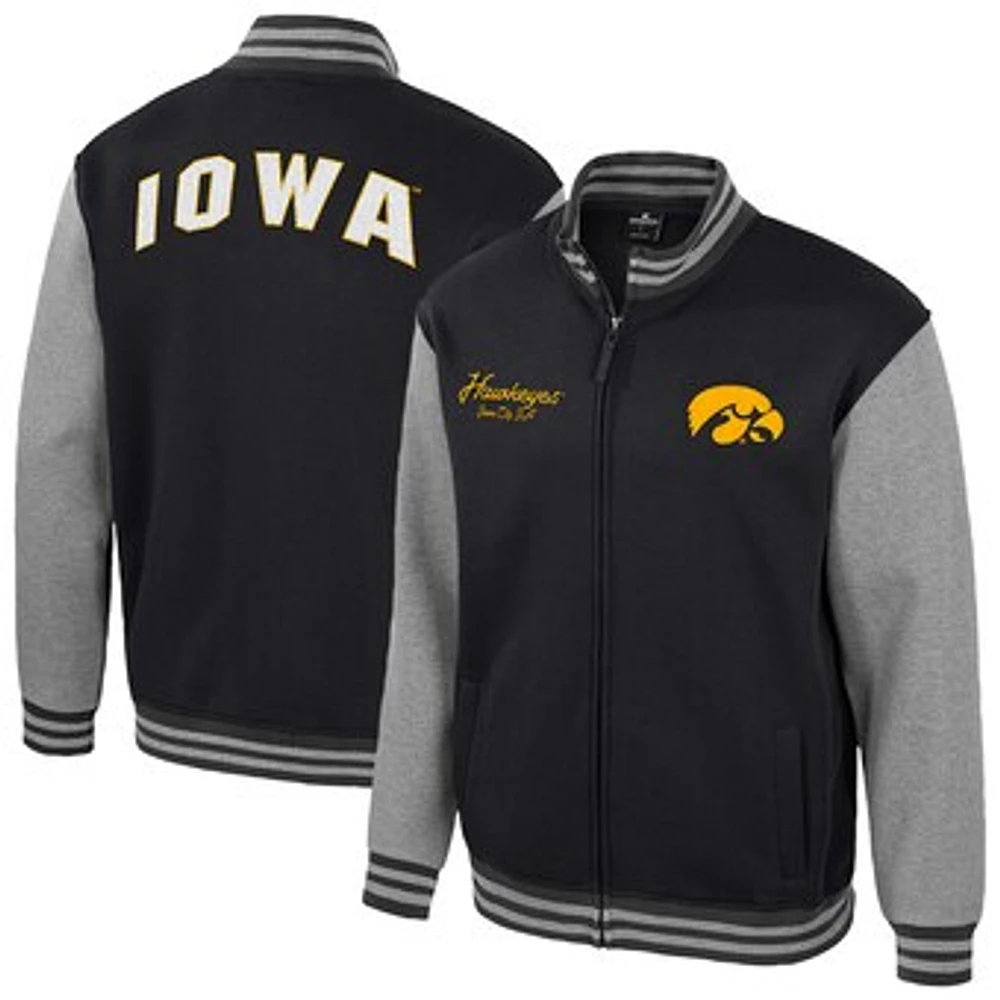 Men's Colosseum  Black Iowa Hawkeyes Ambi-Turner Full-Zip Varsity Jacket