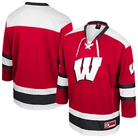 Men's Colosseum  Red Wisconsin Badgers Athletic Machine Fashion Hockey Jersey