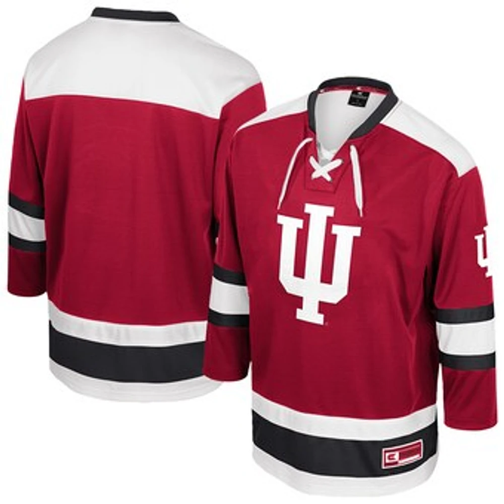 Men's Colosseum  Crimson Indiana Hoosiers Athletic Machine Fashion Hockey Jersey