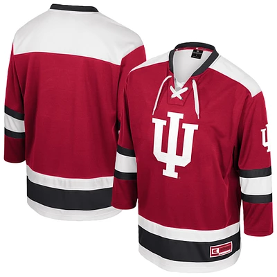 Men's Colosseum  Crimson Indiana Hoosiers Athletic Machine Fashion Hockey Jersey