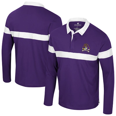 Men's Colosseum  Purple ECU Pirates Too Cool For School Long Sleeve Polo