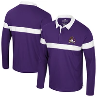 Men's Colosseum  Purple ECU Pirates Too Cool For School Long Sleeve Polo