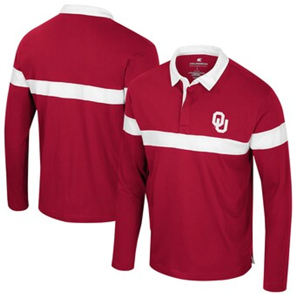 Men's Colosseum  Crimson Oklahoma Sooners Too Cool For School Long Sleeve Polo