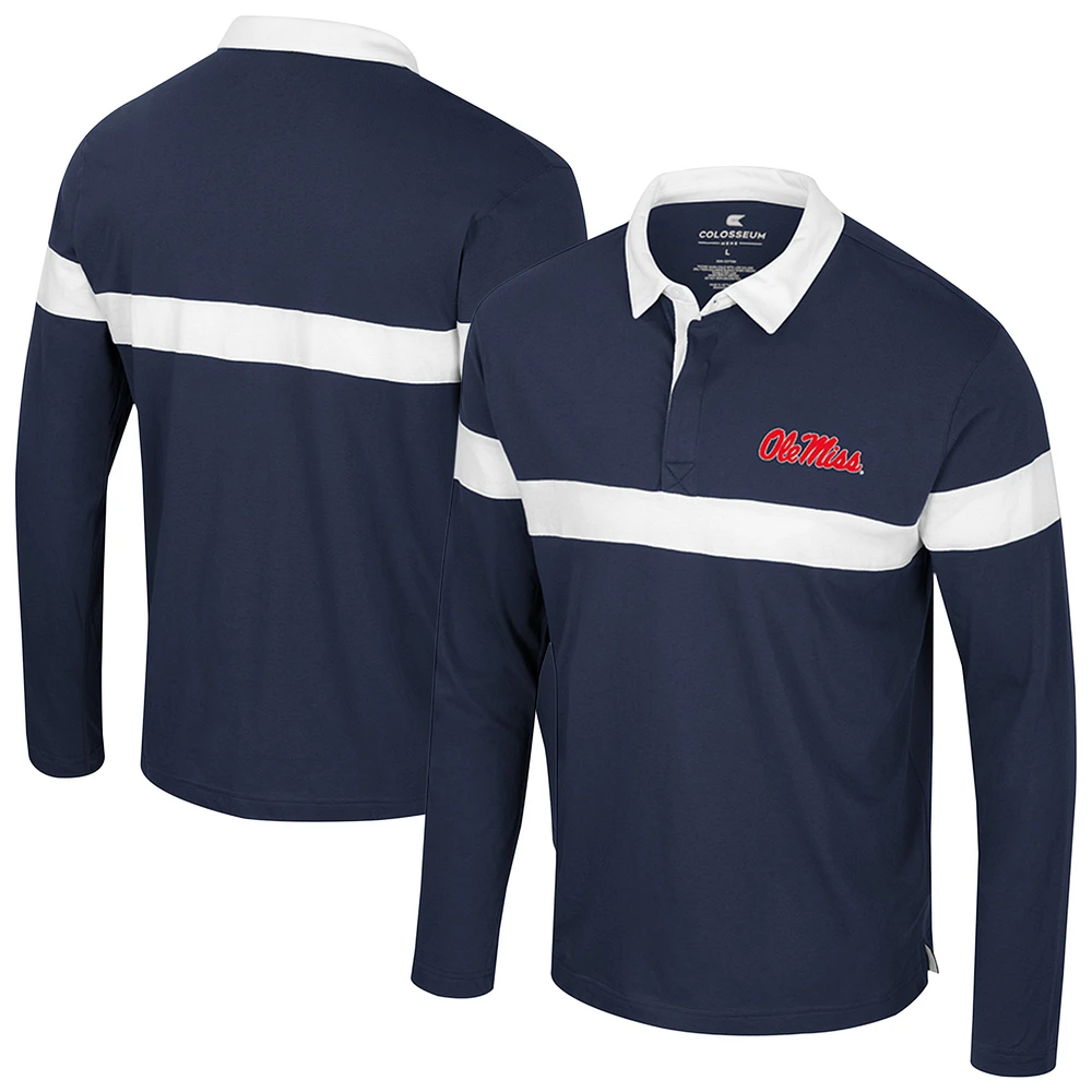 Men's Colosseum  Navy Ole Miss Rebels Too Cool For School Long Sleeve Polo