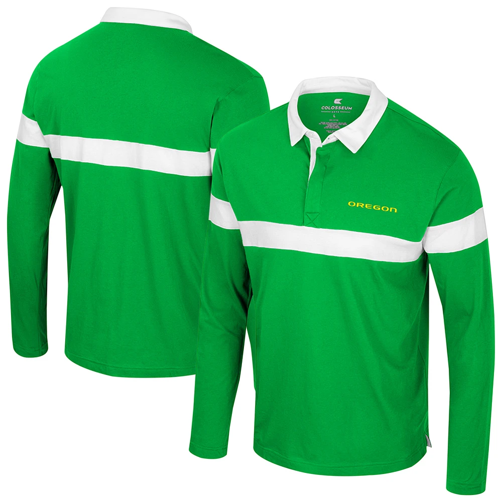 Men's Colosseum  Green Oregon Ducks Too Cool For School Long Sleeve Polo