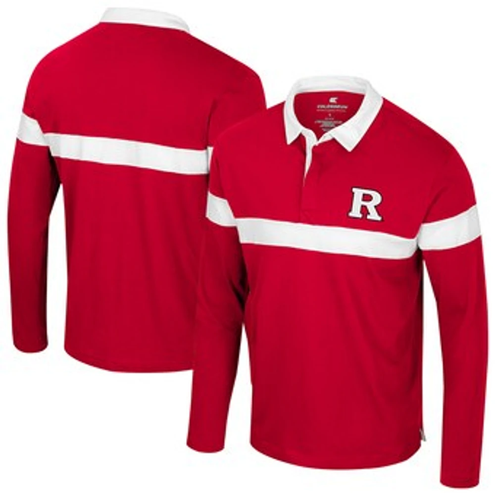 Men's Colosseum  Scarlet Rutgers Knights Too Cool For School Long Sleeve Polo