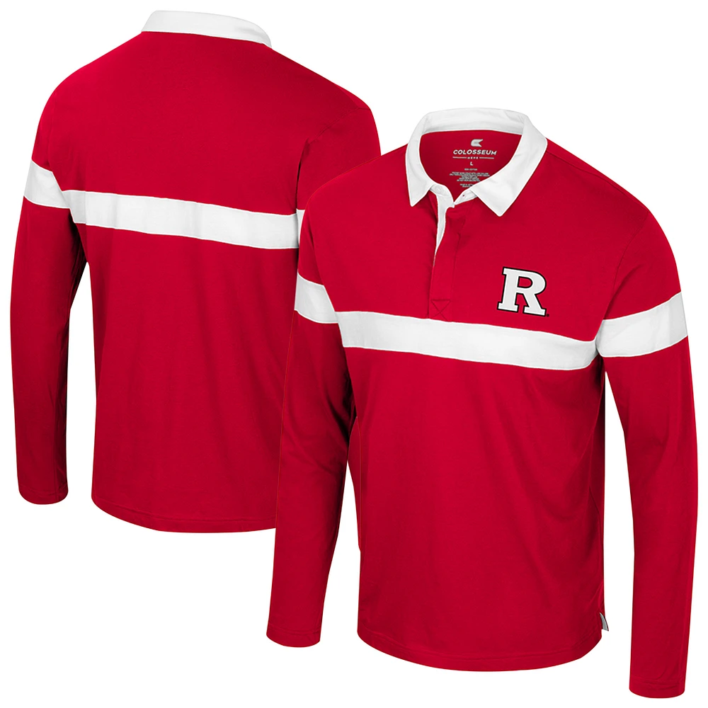 Men's Colosseum  Scarlet Rutgers Knights Too Cool For School Long Sleeve Polo