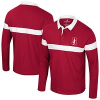 Men's Colosseum  Cardinal Stanford Too Cool For School Long Sleeve Polo