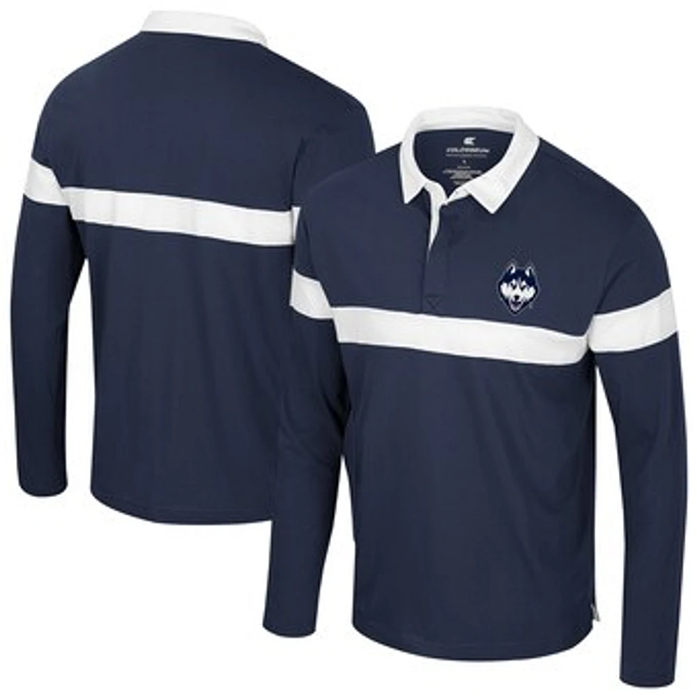 Men's Colosseum  Navy UConn Huskies Too Cool For School Long Sleeve Polo