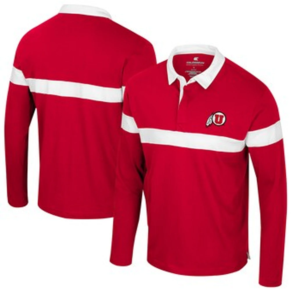 Men's Colosseum  Red Utah Utes Too Cool For School Long Sleeve Polo