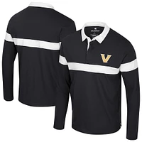 Men's Colosseum  Black Vanderbilt Commodores Too Cool For School Long Sleeve Polo