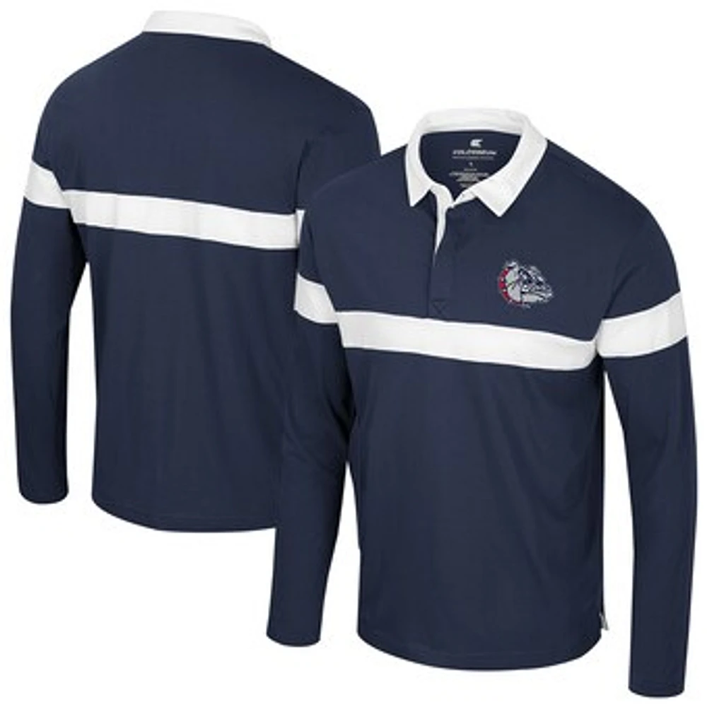 Men's Colosseum  Navy Gonzaga Bulldogs Too Cool For School Long Sleeve Polo