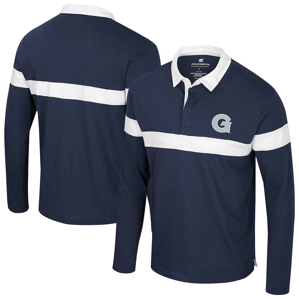 Men's Colosseum  Navy Georgetown Hoyas Too Cool For School Long Sleeve Polo