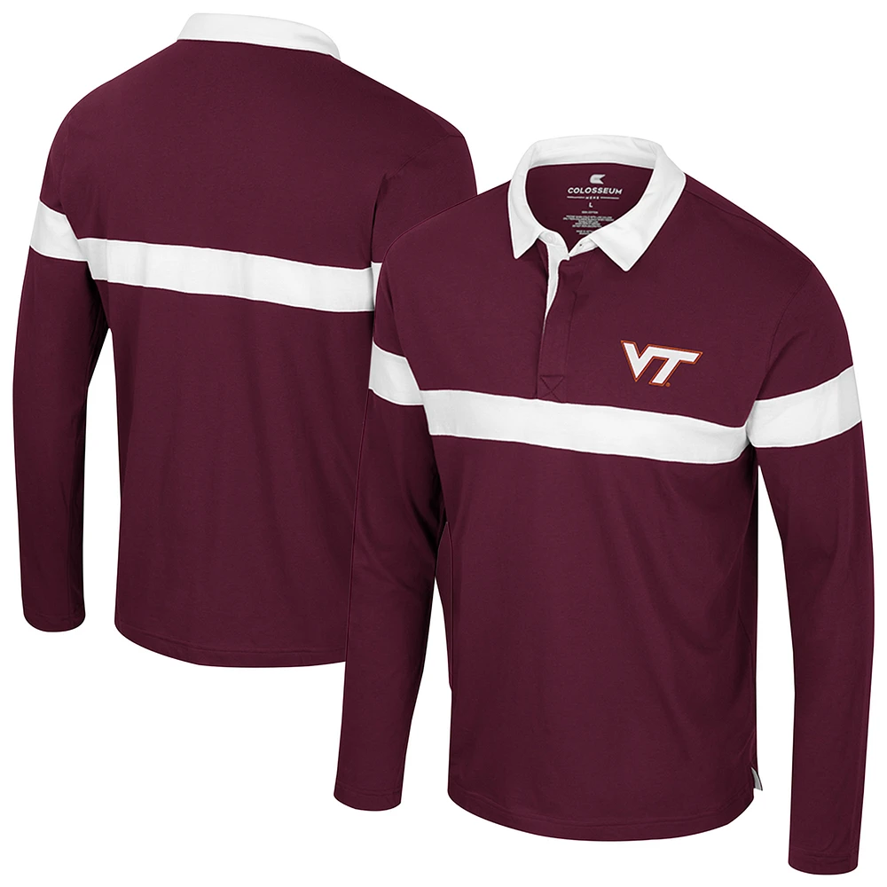 Men's Colosseum  Maroon Virginia Tech Hokies Too Cool For School Long Sleeve Polo