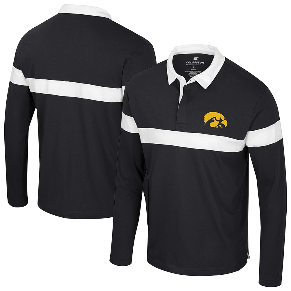 Men's Colosseum  Black Iowa Hawkeyes Too Cool For School Long Sleeve Polo