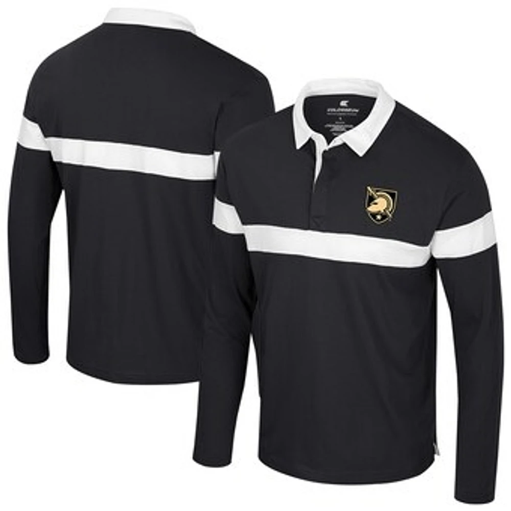 Men's Colosseum  Black Army Black Knights Too Cool For School Long Sleeve Polo