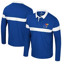 Men's Colosseum  Royal Kansas Jayhawks Too Cool For School Long Sleeve Polo