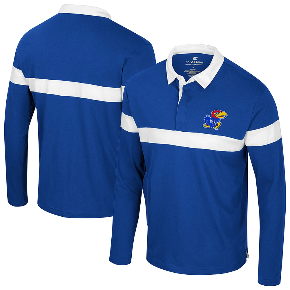 Men's Colosseum  Royal Kansas Jayhawks Too Cool For School Long Sleeve Polo