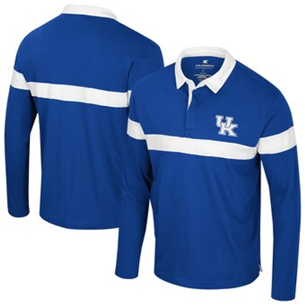 Men's Colosseum  Royal Kentucky Wildcats Too Cool For School Long Sleeve Polo