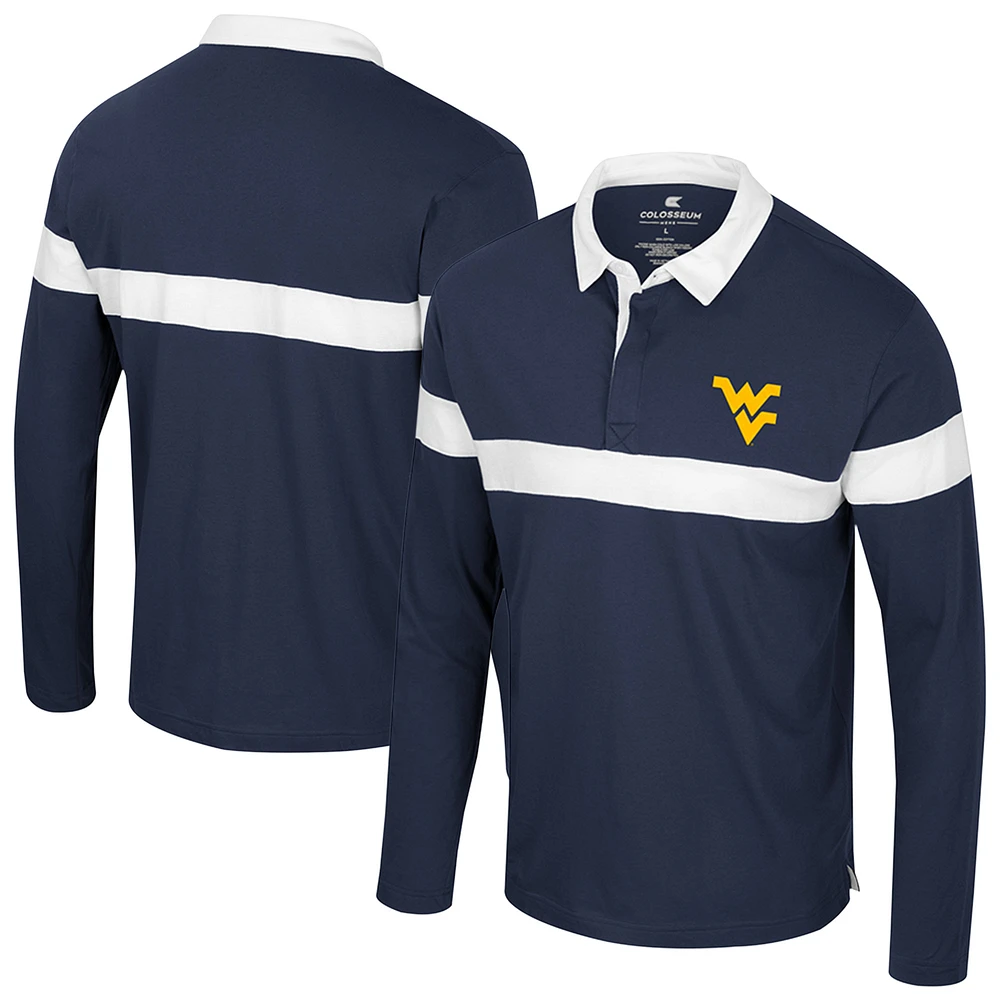 Men's Colosseum  Navy West Virginia Mountaineers Too Cool For School Long Sleeve Polo