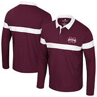 Men's Colosseum  Maroon Mississippi State Bulldogs Too Cool For School Long Sleeve Polo