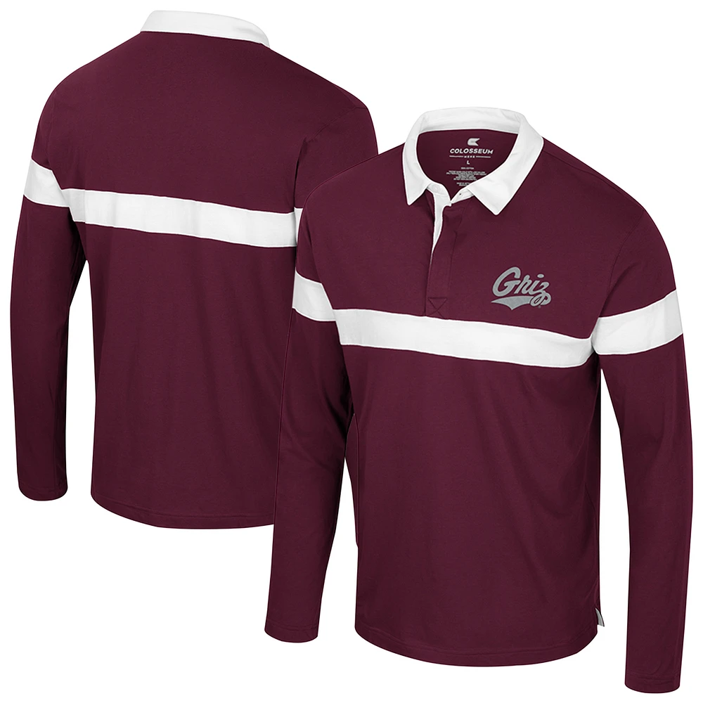 Men's Colosseum  Maroon Montana Grizzlies Too Cool For School Long Sleeve Polo