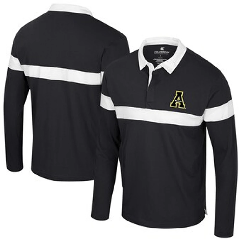 Men's Colosseum  Black Appalachian State Mountaineers Too Cool For School Long Sleeve Polo