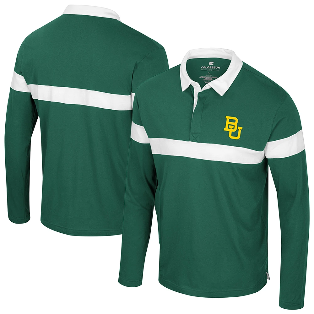 Men's Colosseum  Green Baylor Bears Too Cool For School Long Sleeve Polo