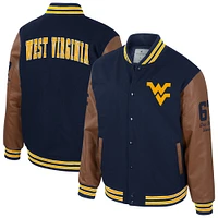 Men's Colosseum  Navy West Virginia Mountaineers Letterman Full-Snap Varsity Jacket