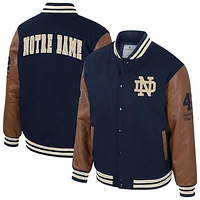 Men's Colosseum  Navy Notre Dame Fighting Irish Letterman Full-Snap Varsity Jacket