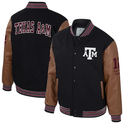 Men's Colosseum  Black Texas A&M Aggies Letterman Full-Snap Varsity Jacket