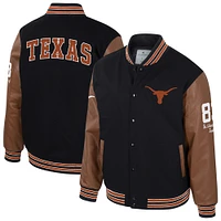 Men's Colosseum  Black Texas Longhorns Letterman Full-Snap Varsity Jacket