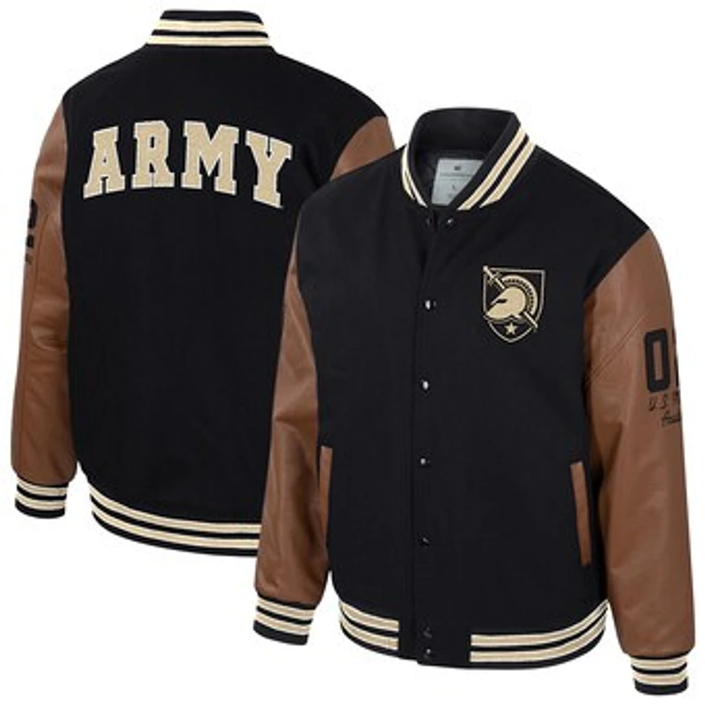 Men's Colosseum  Black Army Knights Letterman Full-Snap Varsity Jacket