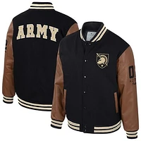 Men's Colosseum  Black Army Knights Letterman Full-Snap Varsity Jacket