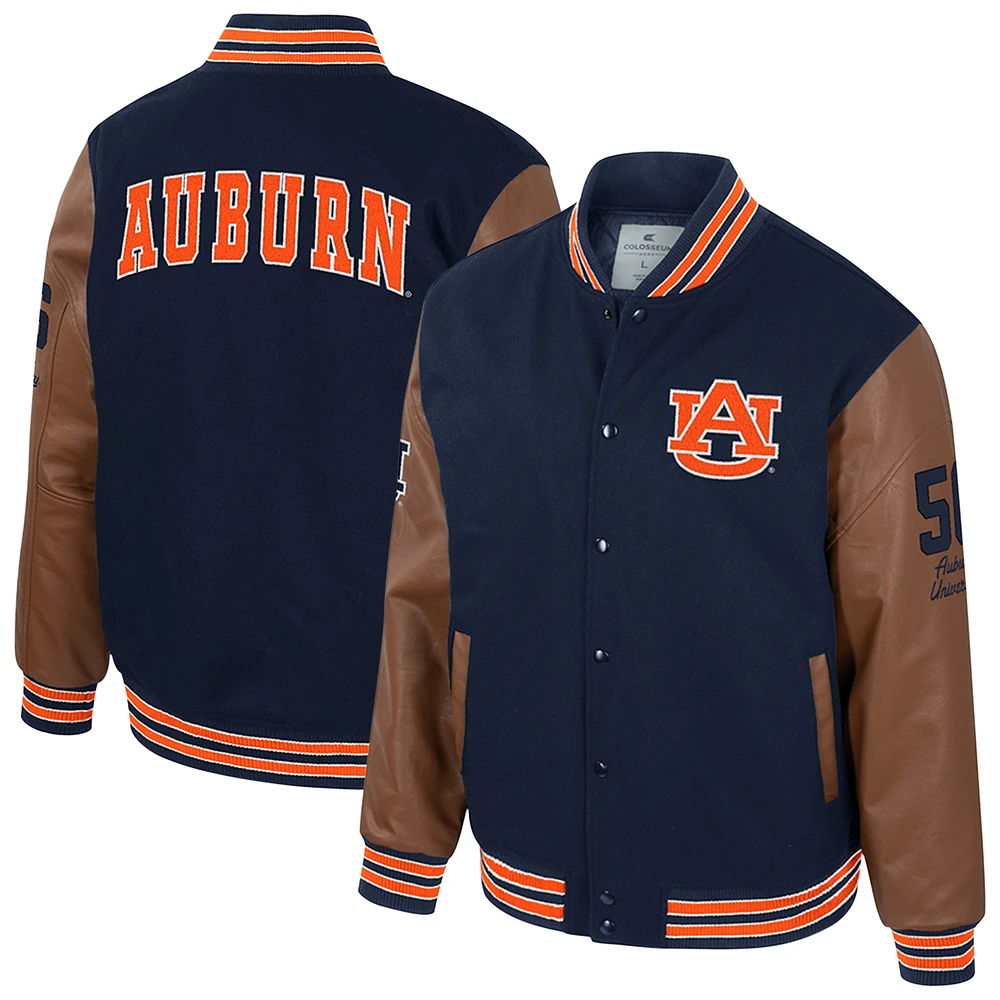 Men's Colosseum  Navy Auburn Tigers Letterman Full-Snap Varsity Jacket